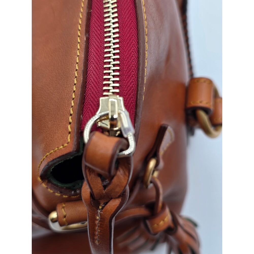 NWT Dooney & Bourke Florentine Leather Satchel Natural Brown Crossbody Bag - Picture 6 of 16